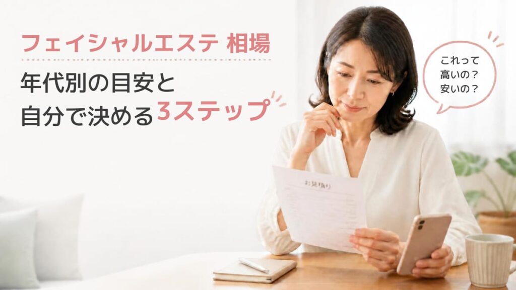 フェイシャルエステの相場を調べる50代女性。年代別の目安と自分で決める3ステップ