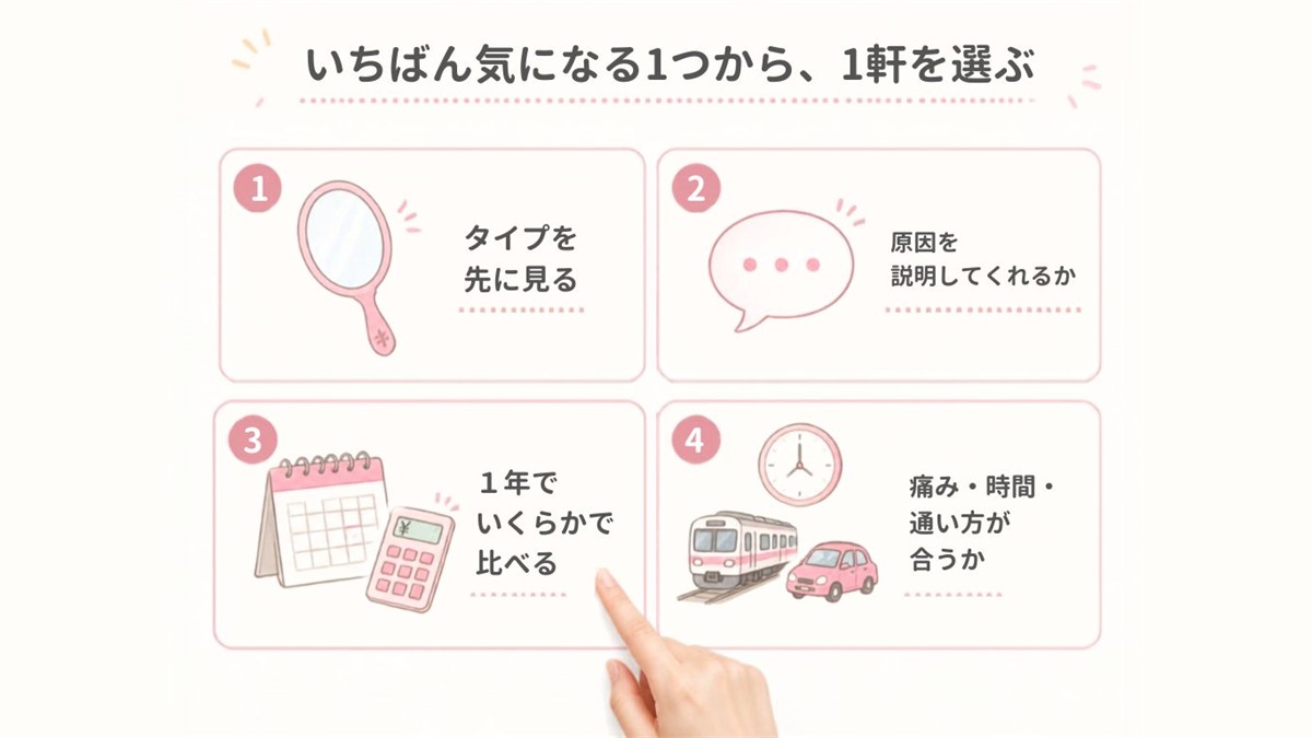 いちばん気になる1つから1軒を選ぶ4つのポイントの図