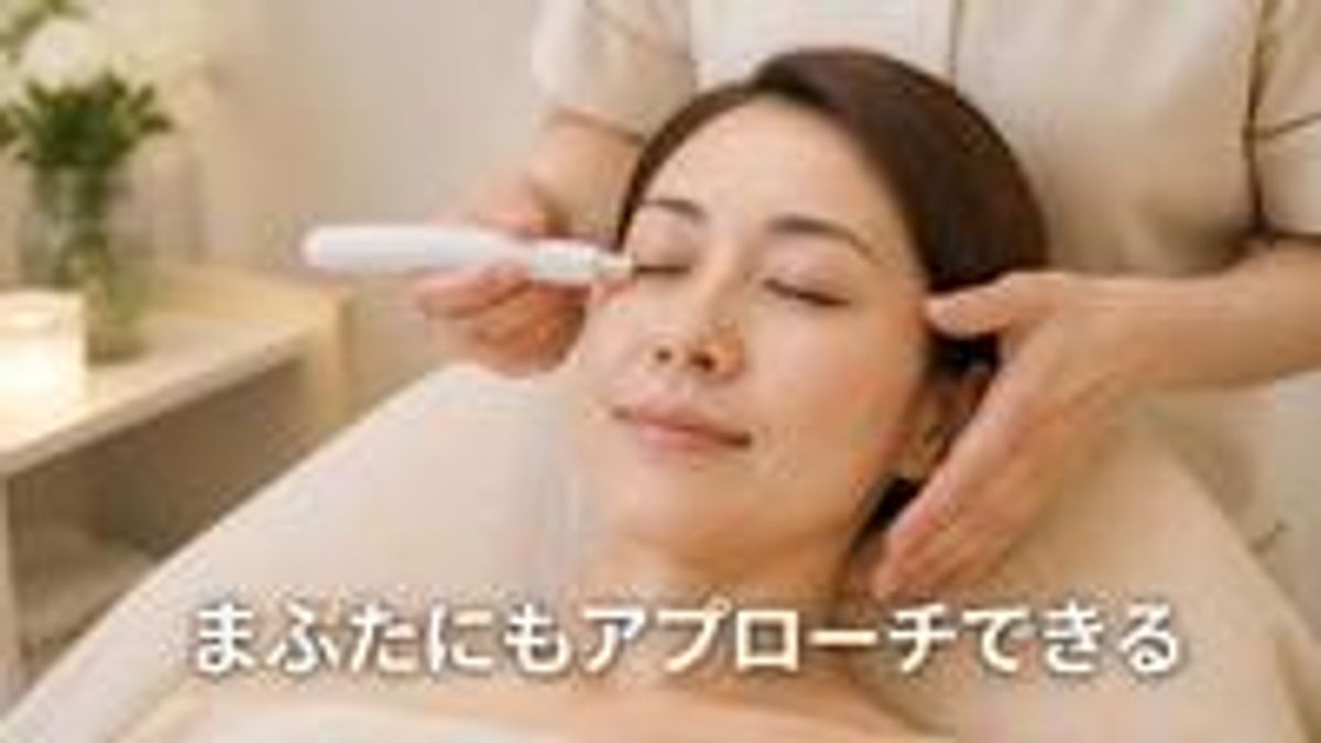 まぶた周りに針を使わない機器でアプローチする施術の画像