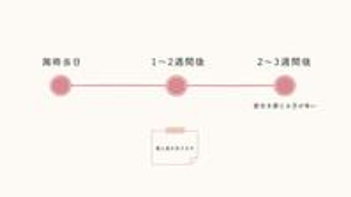 施術当日から2〜3週間後までの経過の目安を示したタイムライン画像